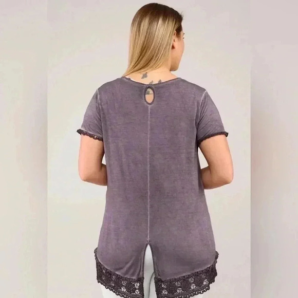 Soft Surroundings Seamoda Short Sleeve Skirt Ruched Oil
Wash Tunic-purple - Picture 2 of 13